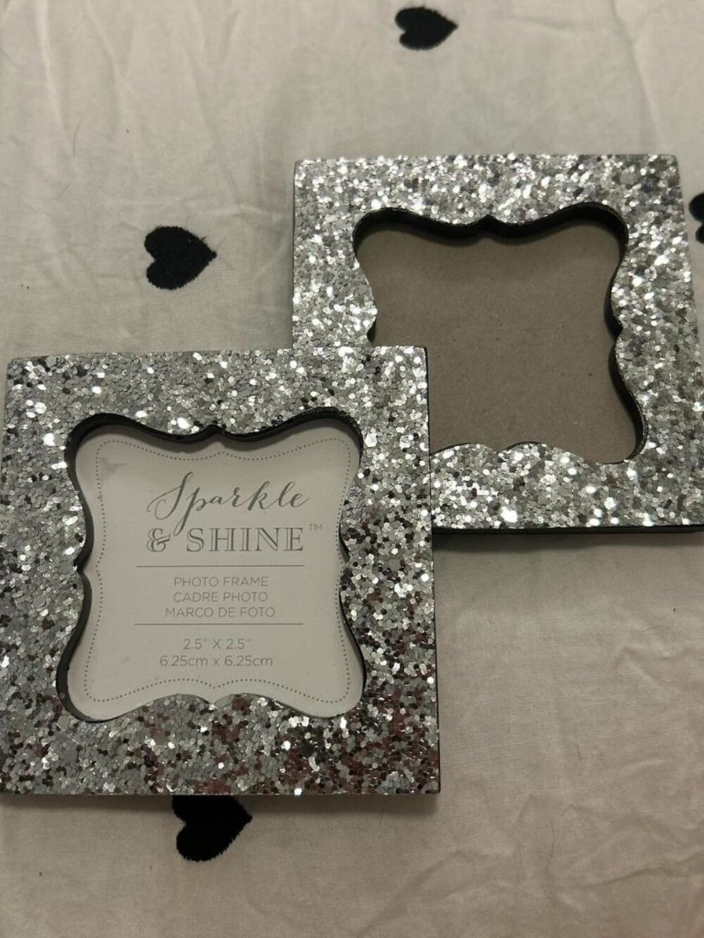 2 Kate Aspen Silver Sparkly Photo Frames